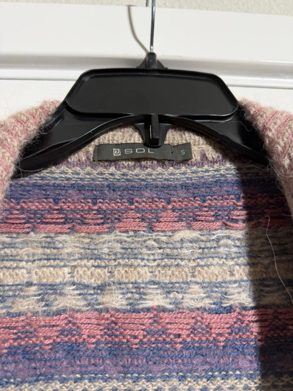 Women's Patterned Long Cardigan Sweater‎ -Multi Color Alpaca Blend @SOL Small